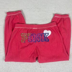 Victoria’s Secret Pink Jogger Y2K Glitter Heart 2000s Sweatpants